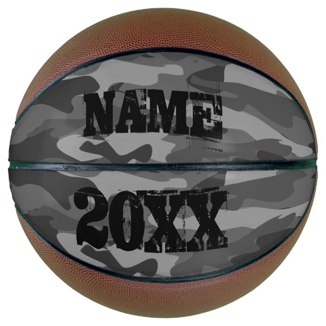 Black army camo military camouflage custom name basketball (Front)