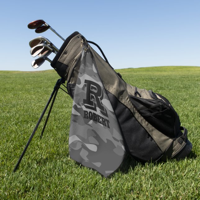 Black army camouflage military camo custom gift golf towel (Green)