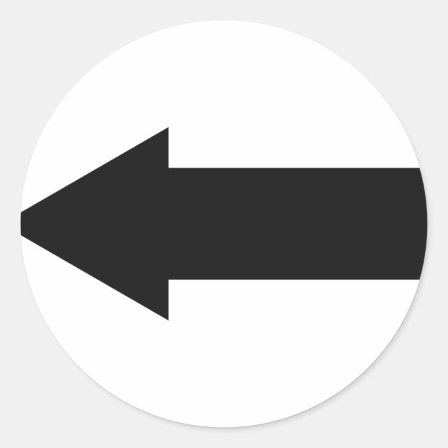 black arrow left icon classic round sticker (Front)