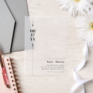 Black Arrows & Date Photo Wedding  Vellum Invitations