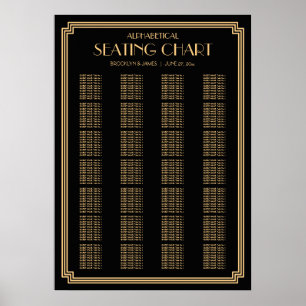 Black Art Deco Alphabetical Wedding Seating Chart