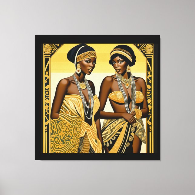 Black Art Deco Beauties Roaring 1920s and 1930s Canvas Print (Front)