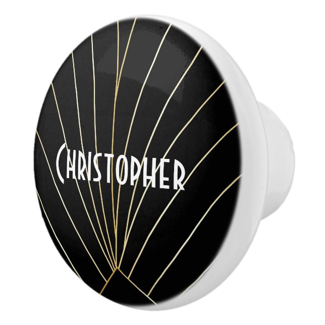 Black Art Deco Design Ceramic Knob (Right)