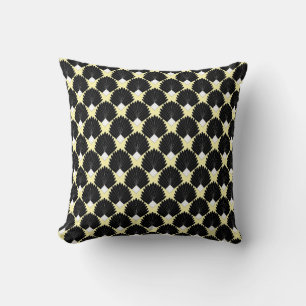 Black Art Deco Design Throw Pillow