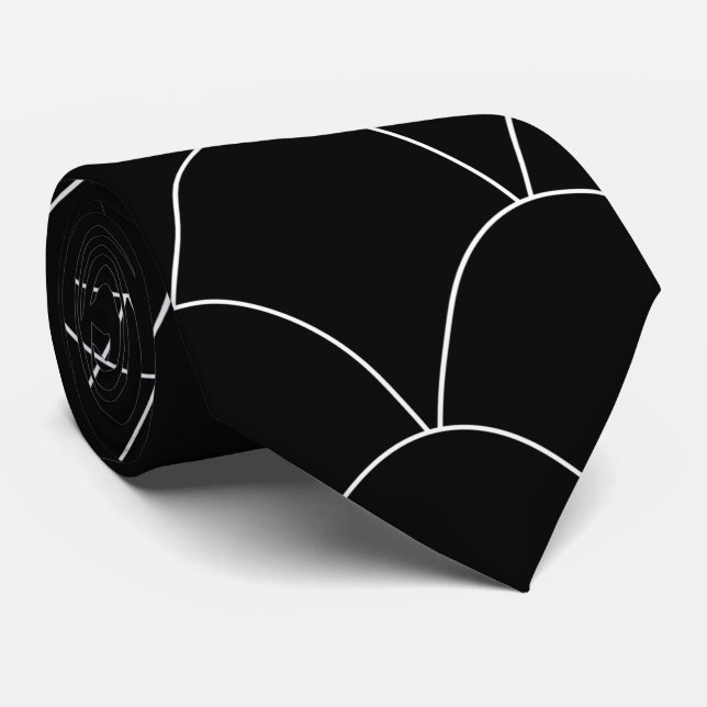 Black Art Deco Design Tie (Rolled)