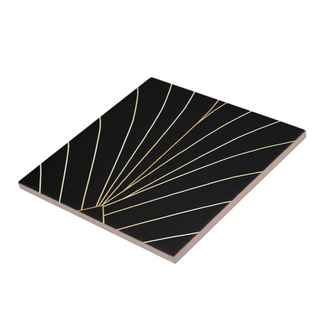 Black Art Deco Design Tile (Side)