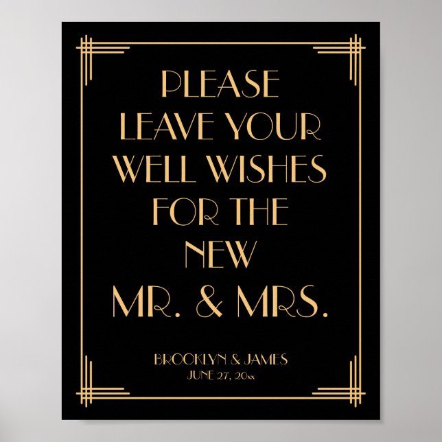 Black Art Deco Gatsby Guestbook Sign 8x10 (Front)