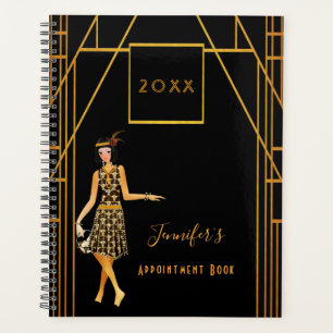 Black art deco Gatsby style flapper girl Planner