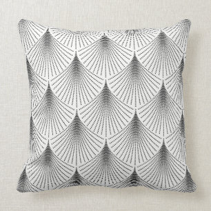 Black Art-deco Geometric pattern On White Throw Pillow