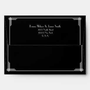 Black Art Deco Great Gatsby Wedding Envelopes A7