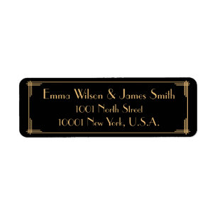 Black Art Deco Great Return Adresse Étiquettes