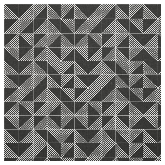 Black Art Deco Lines  Fabric (Swatch)