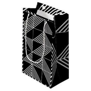 Black Art Deco Lines  Small Gift Bag