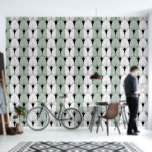 Black Art Deco Pattern on sage green white stripes Wallpaper<br><div class="desc">Pastel sage green and white stripes in a seamless pattern with black art deco pattern overlay.
You can change sage green and white stripe colours.</div>