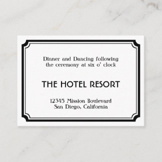 Black art deco retro wedding reception enclosure card