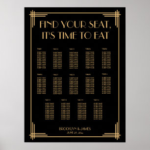 Black Art Deco Wedding Seating Chart