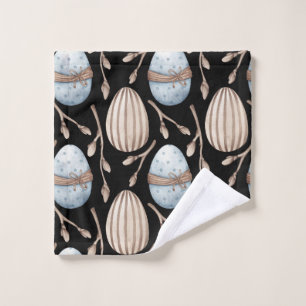 Black Artistic Easter Egg Pattern Gift, Easter Wash Cloth