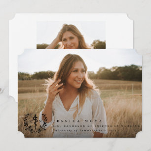 Black Asclepius RN Registered Nurse Graduation Announcement
