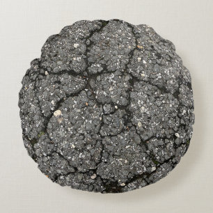 Black Asphalt Street Paving Cement Round Pillow