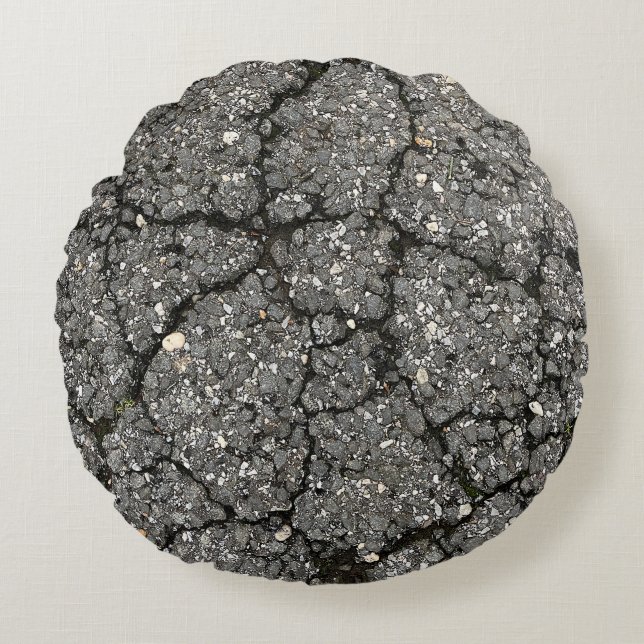 Black Asphalt Street Paving Cement Round Pillow (Front)