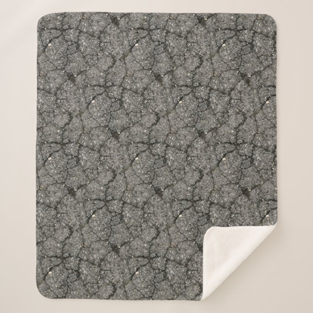 Black Asphalt Street Paving Cement Sherpa Blanket (Front)