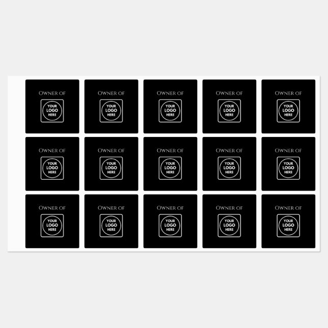 Black Asset Labels | Custom Company Property Logo  (Sheet)
