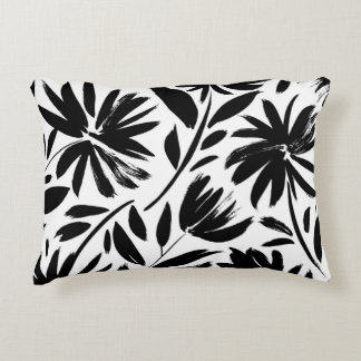 Black aster: vintage chrysanthemum pattern accent pillow