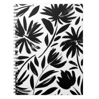 Black aster: vintage chrysanthemum pattern notebook