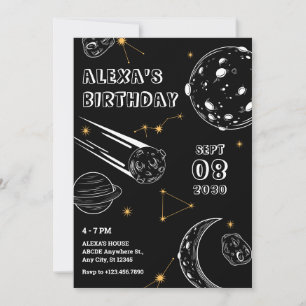 Black astrology moon birthday invitation