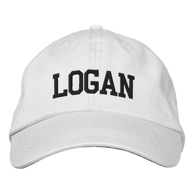 Black Athletic Block Monogram Custom Name Embroidered Hat (Front)