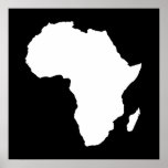 Black Audacious Africa Poster<br><div class="desc">Africa map outline in white with contrasting colours in Emporio Moffa's "Safari" palette inspired by the daring adventurousness and wilderness of the continent.</div>