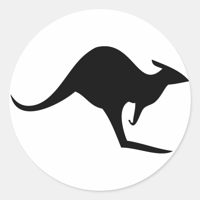 black australian kangaroo - australia classic round sticker (Front)