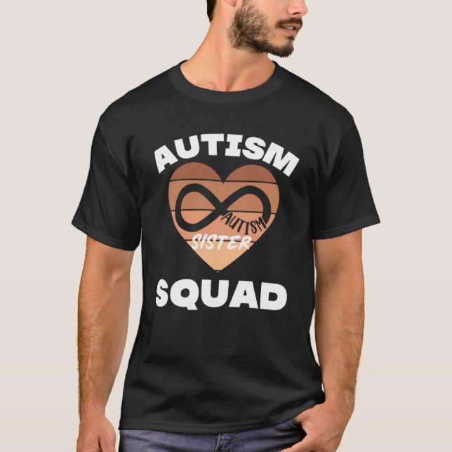 Black Autism Sister Squad My Brother Has Autism In T-Shirt (Front)