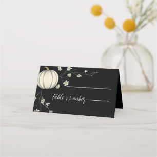 Black Autumn Pumpkin Wedding Place Cards