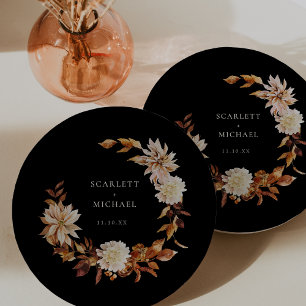 Black Autumn Wedding Paper Plate