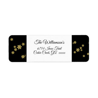 Black avec Gold Snowflakes Adresse de retour Étiqu