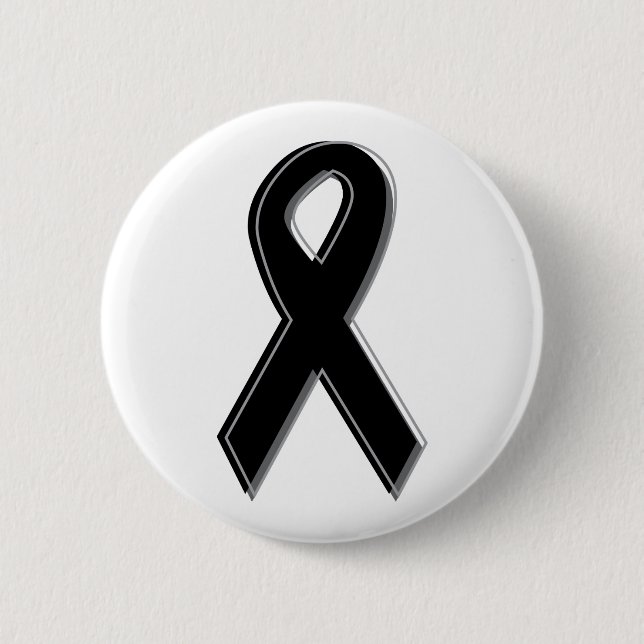 Black Awareness Ribbon 2 Inch Round Button (Front)