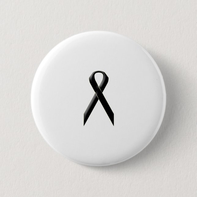 Black awareness ribbon 2 inch round button (Front)