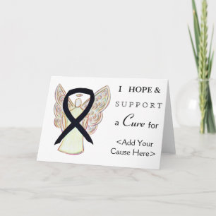 Black Awareness Ribbon Angel Art Greeting Cards
