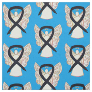 Black Awareness Ribbon Angel Custom Fabric