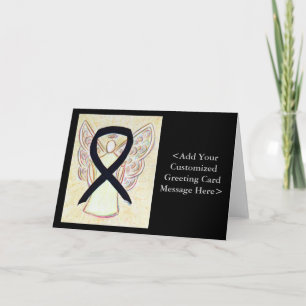 Black Awareness Ribbon Angel Personalized Cards