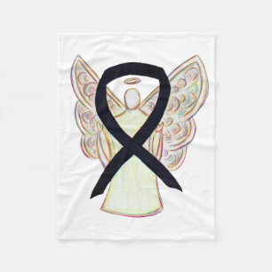 Black Awareness Ribbon Angel Soft Blanket