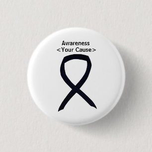 Black Awareness Ribbon Art Customized Message Pins