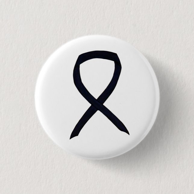 Black Awareness Ribbon Art Customized Message Pins (Front)