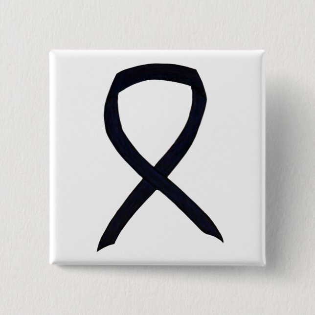 Black Awareness Ribbon Custom Art Pins (Front)