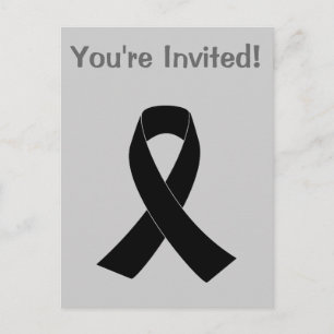 Black Awareness Ribbon Invitation Postcard