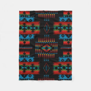 BLACK Aztec Print Fleece Blanket