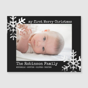 Black Baby 1st Christmas Photo Snowflakes