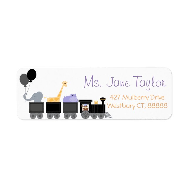 Black Baby Animals On A Train Baby Shower (Front)