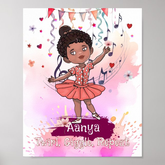 Black Baby Ballerina Wall Art  (Front)
